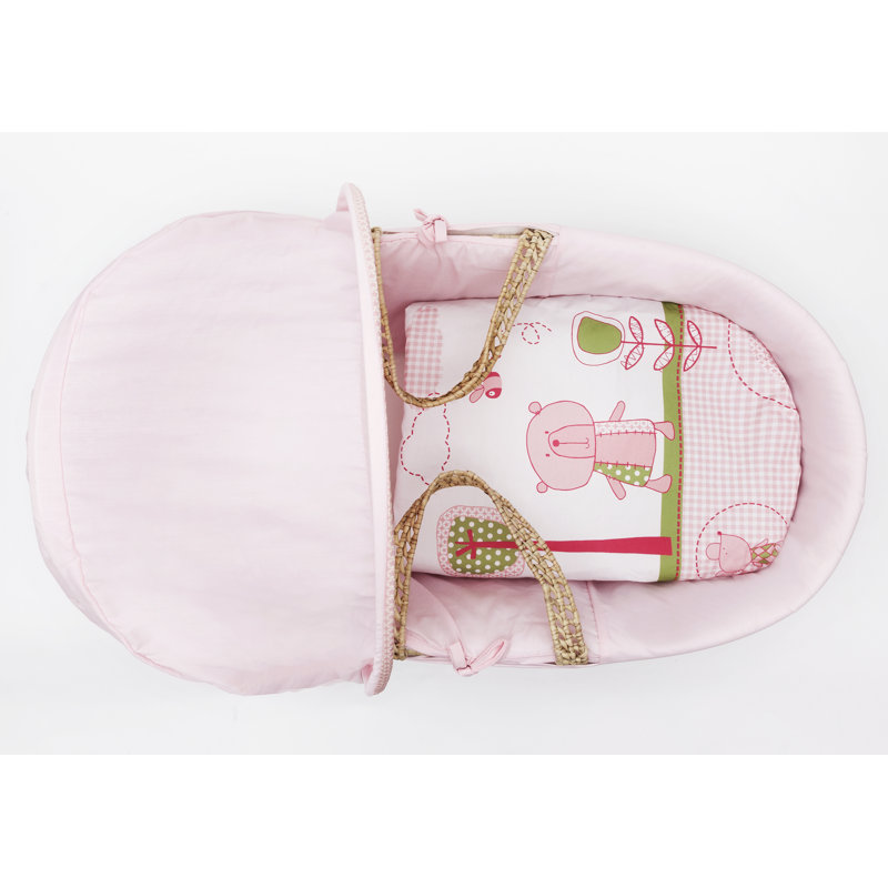 Moses Basket with Bedding with Mattress, Pink
