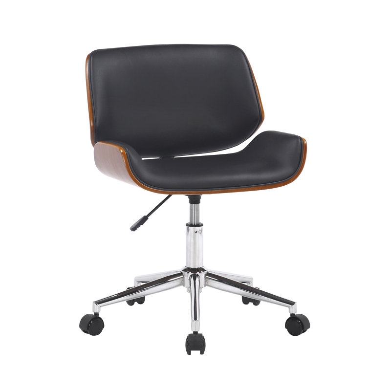 Kimpel Faux Leather Mid-Century Office Chair, Black