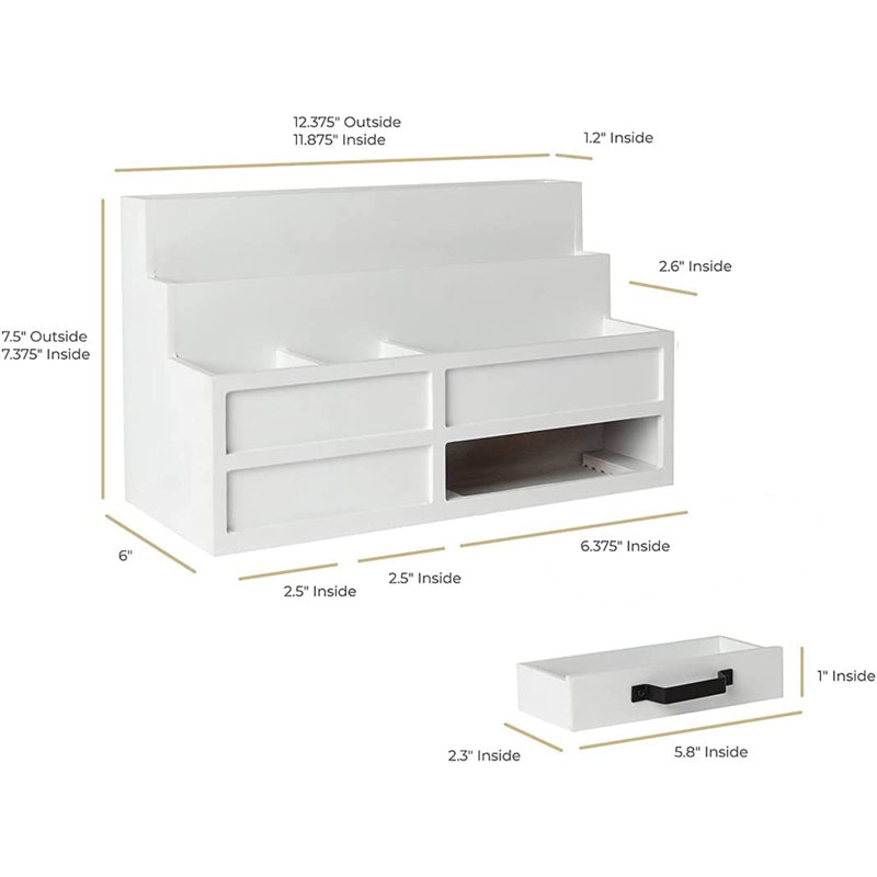 Solid + Manufactured Wood Desk Organizer