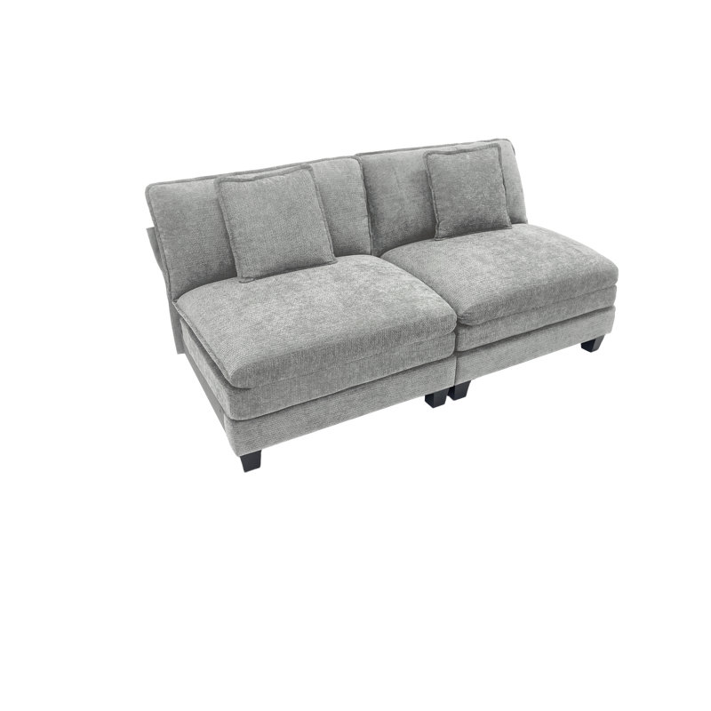Causeuse Hodson large de 64 po de largeur avec siège modulaire et coussins, Gris clair