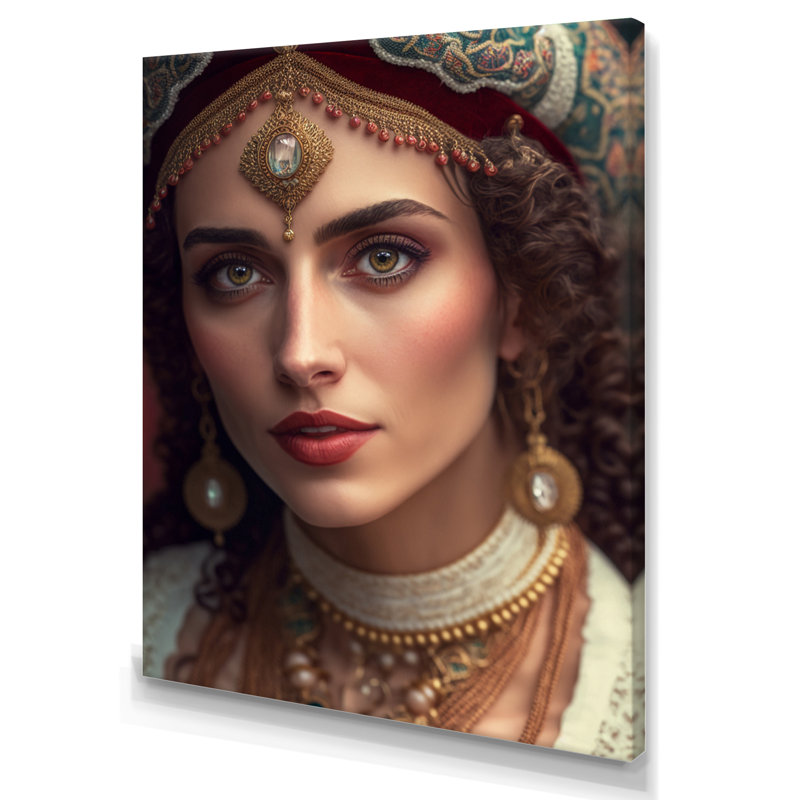 «Tere Young Woman With Bohemian Jewellery VI», reproduction sur toile, H 32 po x l 16 po x P 1 po, Toile tendue