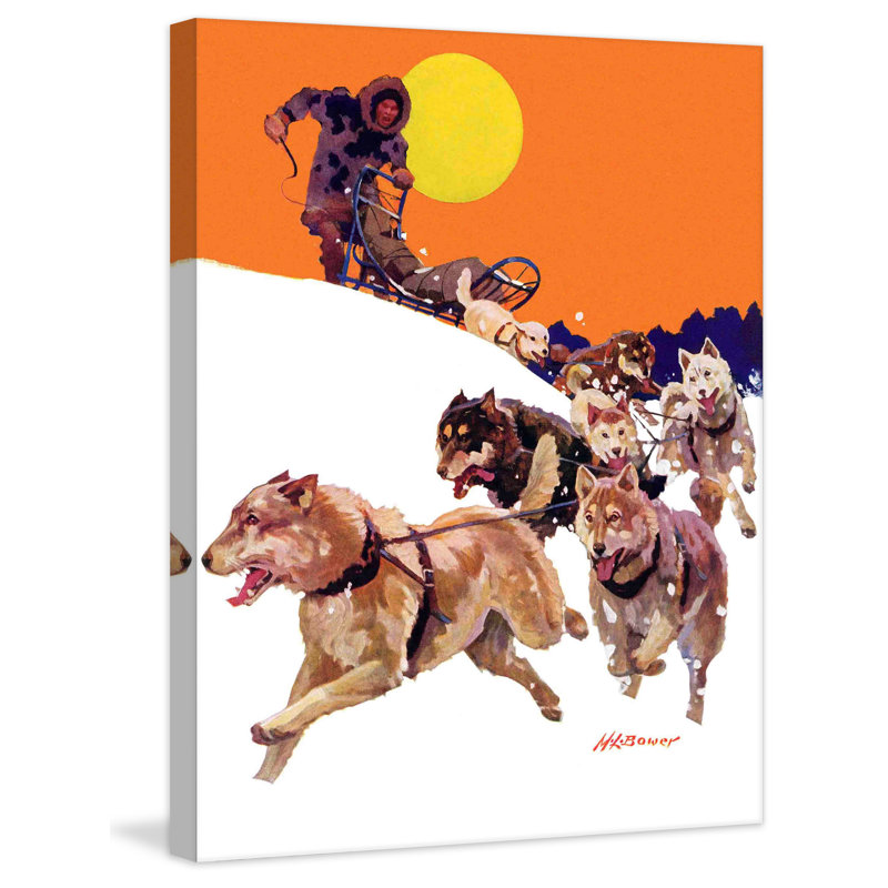 «Eskimo and Dog Sled», impression sur toile tendue, H 31 po x l 24 po x P 1,5 po