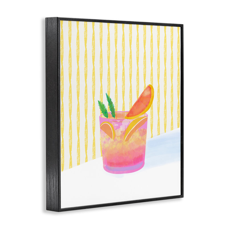 Giclée à cocktail Téquila Spirz, design par Dina Riddle, H 14 po x l 11 po, Giclée encadrée noir minuit