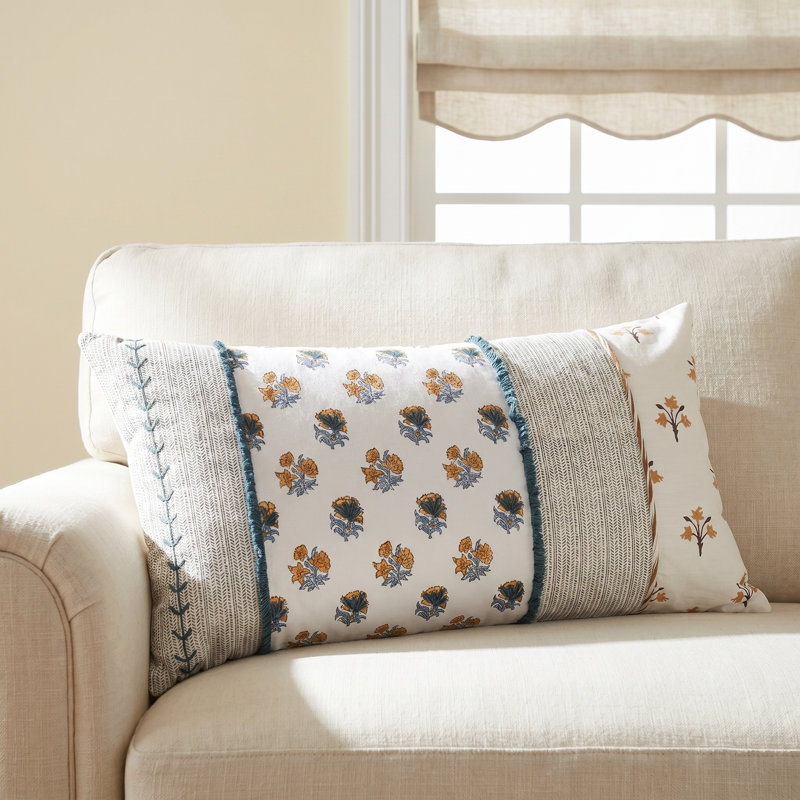 Howard Embroidered Cotton Throw Pillow