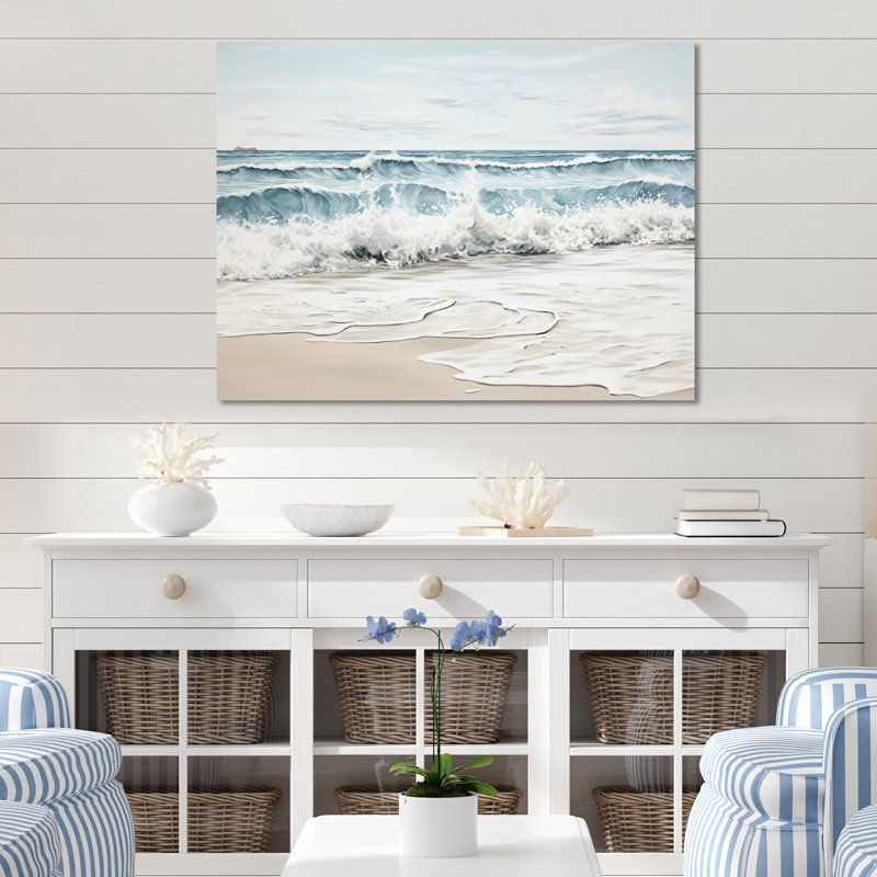 Plage minimalisme paysage III - décoration murale nautique et plage en métal, H 24 po x l 32 po
