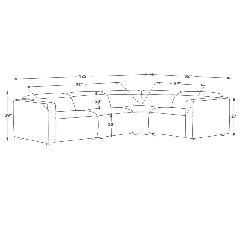 5-Piece Wall-hugger Upholstered Power Reclining Sectionnal, Right Hand Facing, Saddle Faux Leather
