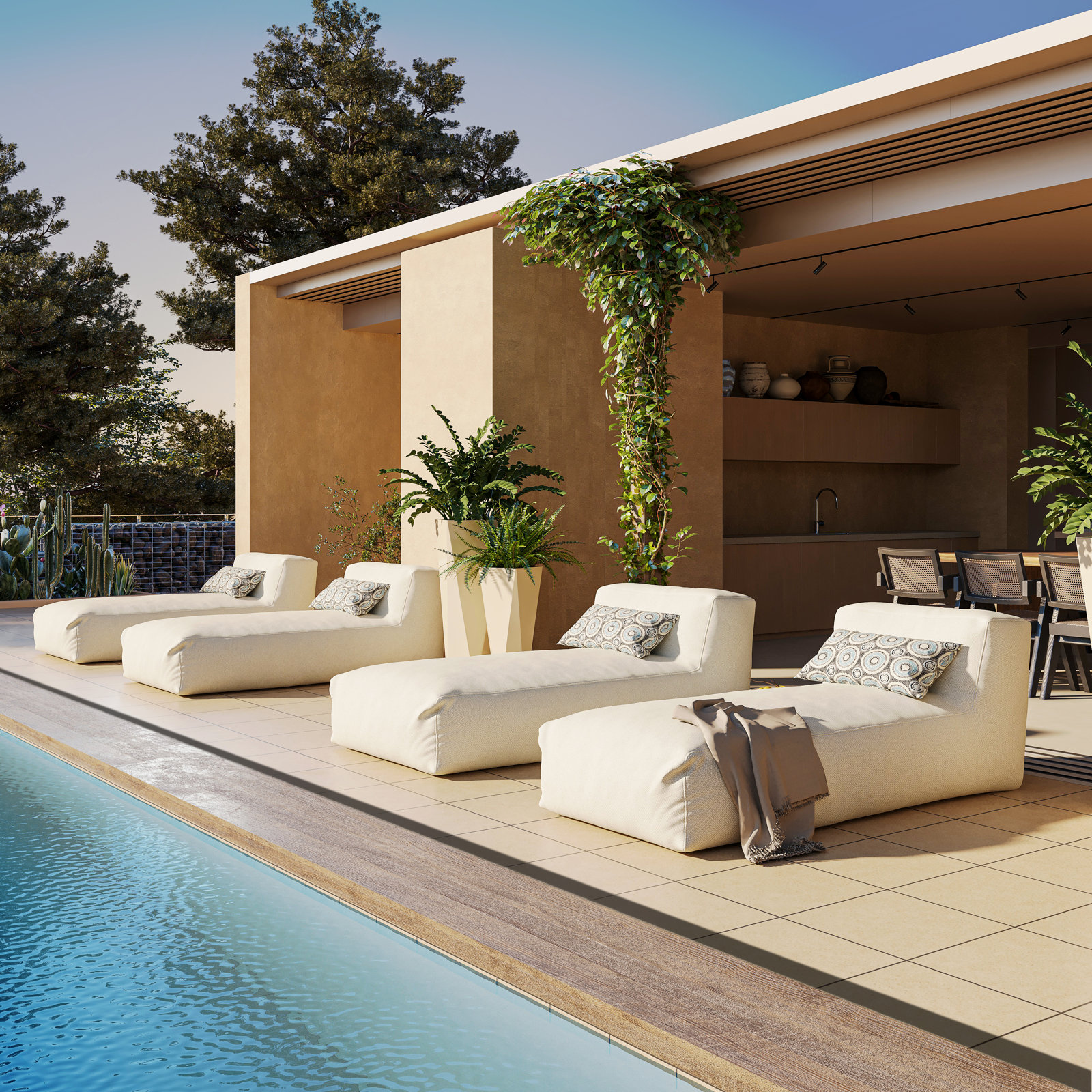 Evan 37" Patio Chaise Lounge Set