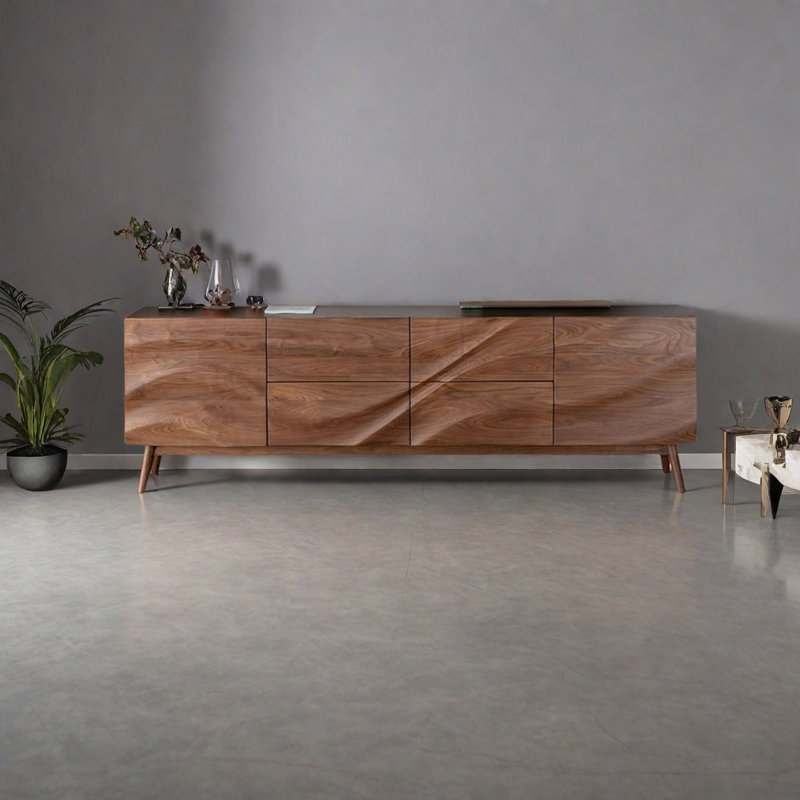 Meuble télé Wabi-Sabi, H 27,56 po x L 86,61 po x l 15,75 po