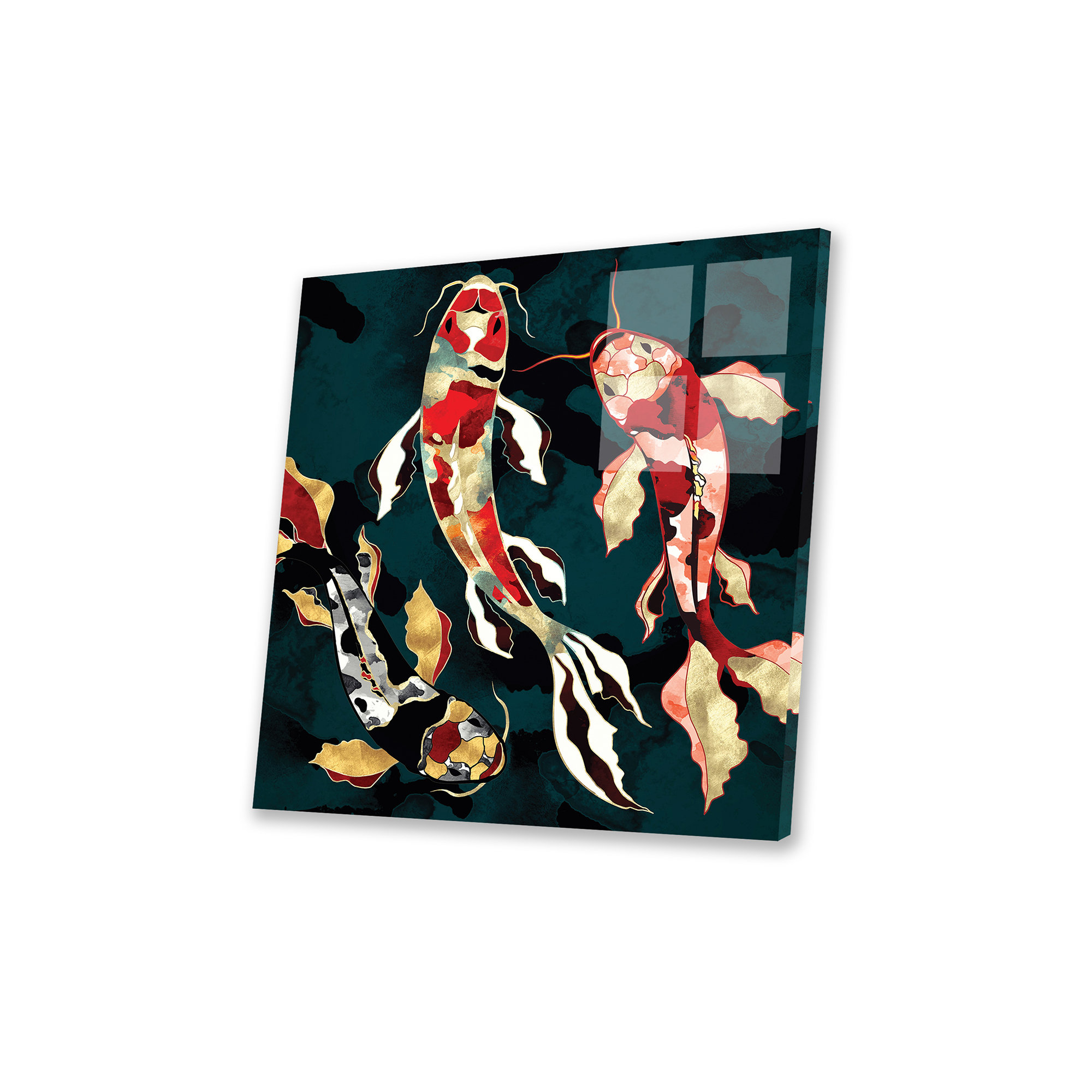 Bayou Breeze Metallic Koi On Glass by SpaceFrog Designs Print Wayfair