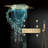 Ercolano Brushed Gold Touch Panel controlled Thermostatic Recessed Ceiling Mount LED Rainfall Waterfall Mist Musical Shower System with Jetted Body Sprays and Hand Shower
