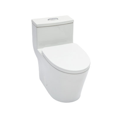 Ceramic One Piece Toilet for Bathroom, 12-inch Rough-In, 1.24/1.43 GPF, Dual Flush with Soft Clsoing Seat, Powerful Dual Flush MAP 800g