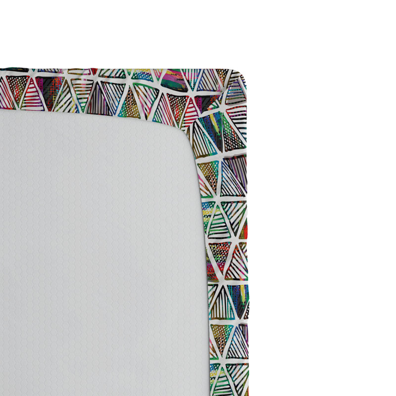 Drap-housse Ambesonne, Drap-housse de taille simple, Blanc, multicolore / géométrique