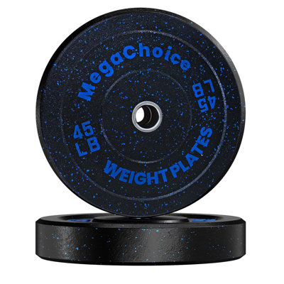 2 Inch Color Coded Rubber Bumper Weight Plate Pairs 45 Lbs, Reinforced 50mm Steel Insert Shock Absorbing Quiet Barbell Plates for Home Gym Weight Lifting & Strength Training
