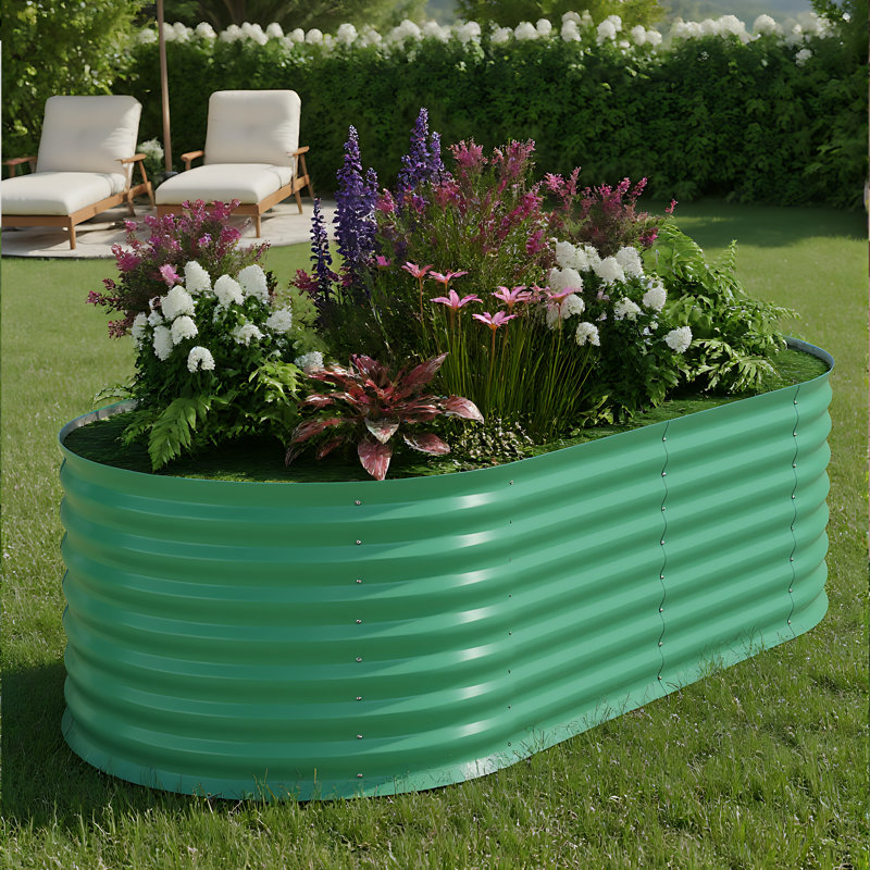 Metal Raised Garden Bed, 60cm H x 180cm W x 90cm D, 1, Green