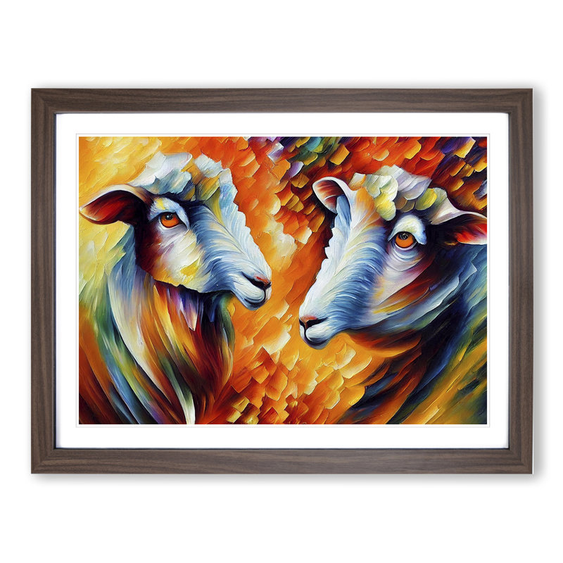 Sheep Painting Vol.1 Abstract - Framed Print, 34cm H x 46cm W x 2cm D, Walnut