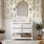 Ensemble de meuble-lavabo autoportant 36 po avec lavabo central en céramique 36 po, 4 tiroirs en bois massif (blanc / noir / abricot)-131281711