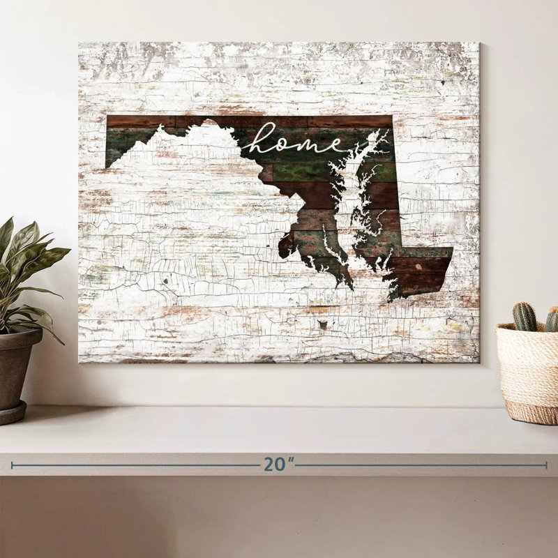 Maryland Home Map sur impression sur toile, H 12 po x l 15 po x P 1,25 po