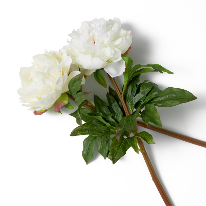 Bouquet Of Peonies Pink Tones Real Touch 48 Pcs/2 Varieties, White