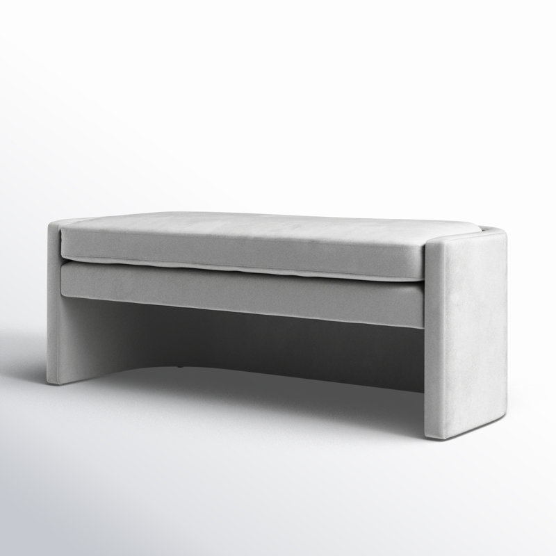 Toni Velvet Bench, Light Gray