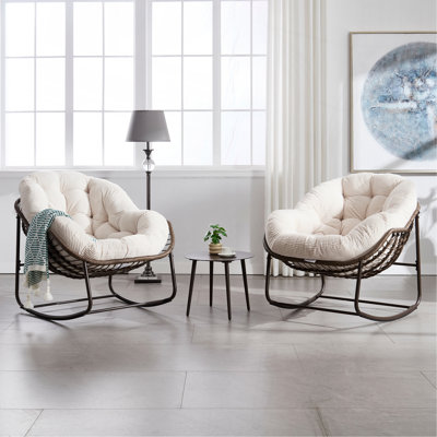 Wicker Rocking Chair With Metal Frame