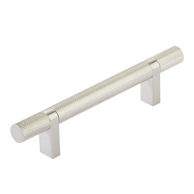 Emtek Select Cabinet Pull 4" C-C, Rectangular Bar Stem, Knurled Bar
