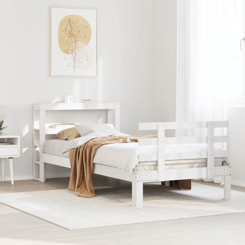 Bed Frame With Headboard Without Mattress, Small Single (2'6), White