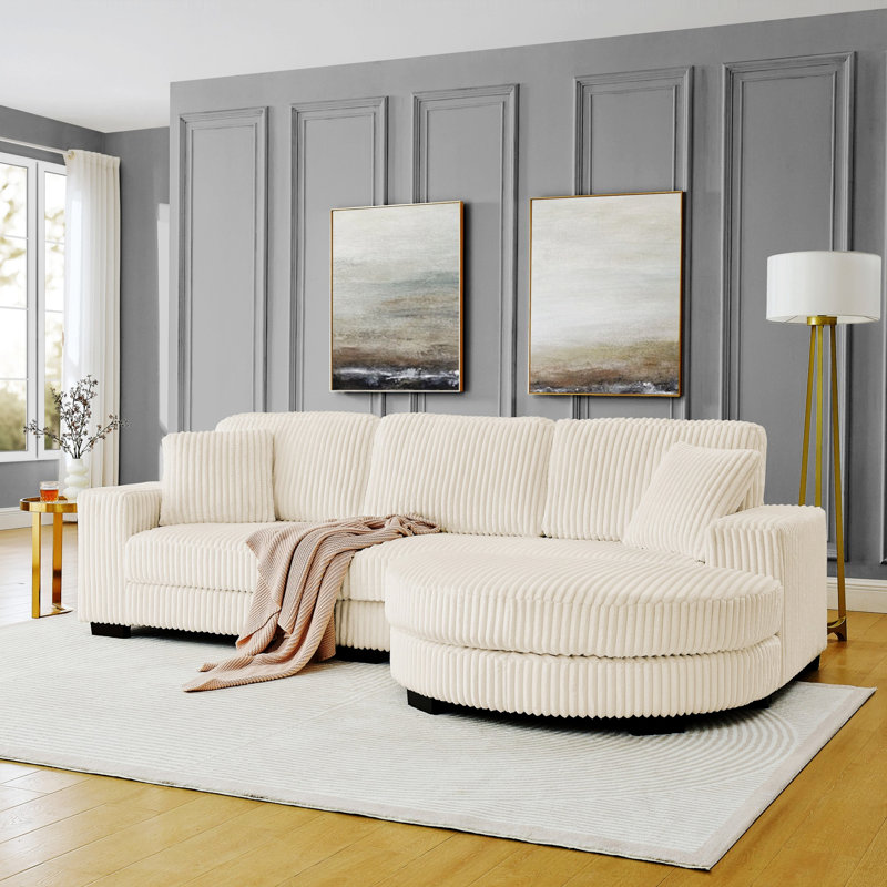 Canapé modulaire rembourré, canapé modulaire en L, Beige