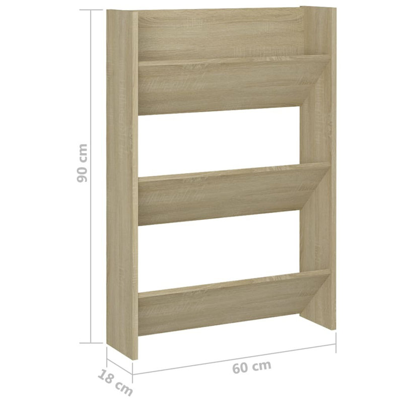Wall Shoe Cabinets 2 pcs 60x18x90 cm Engineered Wood, Sonoma Oak