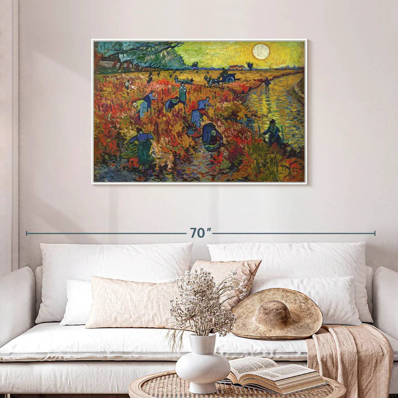 Vignes rouges à Arles, Cadre flottant blanc, 43 po x 29 po