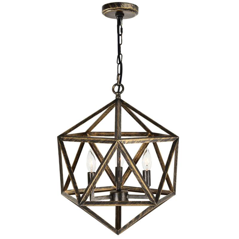 17" Antique Forged Copper Pendant Light – 3-Light Rustic Modern Chandelier with E12 Bulb Base – LED Compatible for Warm Glow, Farmhouse & Industrial Homes – BACL Certified