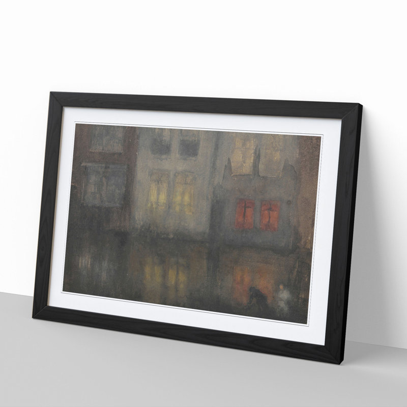 Nocturne Black and Red by James Mcneill Whistler - Picture Frame Painting, Black Framed, 36cm H x 48cm W x 2cm D