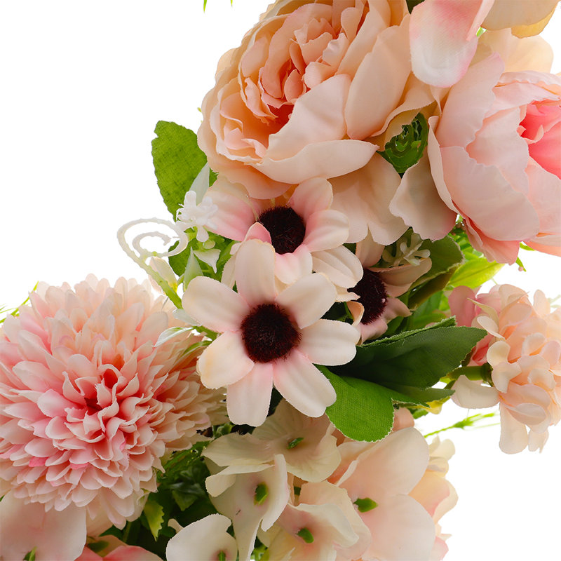Handcrafted Faux Peony Polyester 38cm Wreath, Pink
