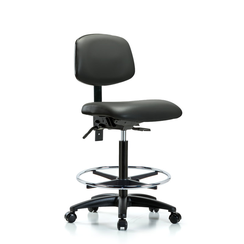 Chaise de travail en vinyle Lakel, Roulettes, Non, Carbone