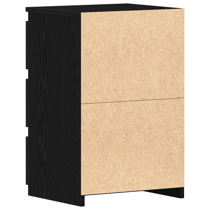 vidaXL Bedside Cabinet Black Oak Engineered Wood Standard Bedside Table