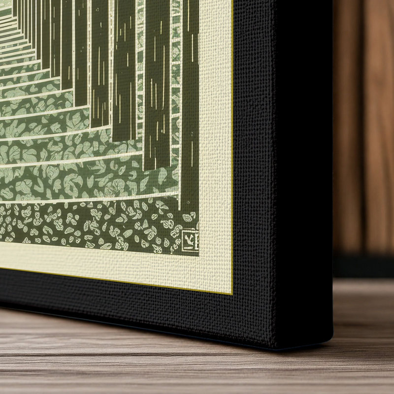 Columned Corridor Industrial - Wrapped Canvas, 18x12 - 45.7 x 30.5 cm, Black Border