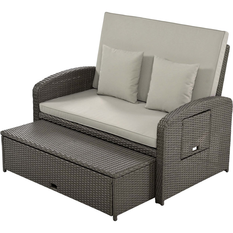 Chaise longue double inclinable avec coussins 70,8 po Bernardin, Gris, Gris