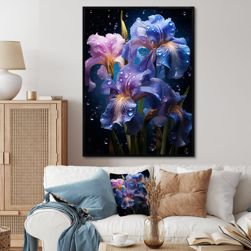 Mauve noir irisé irisé I sur impression sur toile, H 40 po x l 30 po x P 1,5 po, Cadre flottant noir