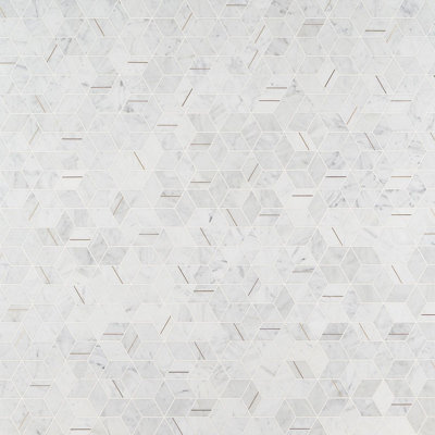 Utopia 14" x 12" Marble and Brass Geometric Mosaic Wall Tile (1.11 Sq. Ft. / Sheet)