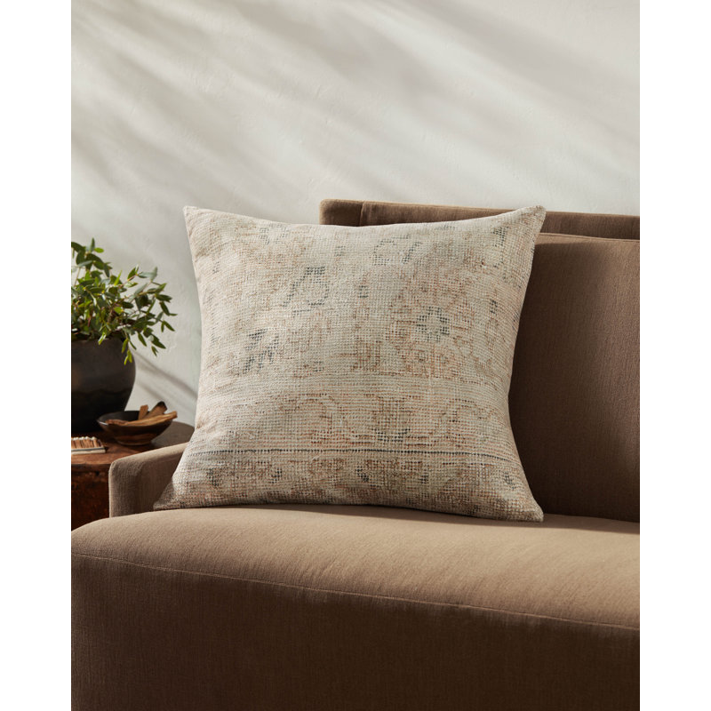 Celestia Natural and Blue 22" Round Polyester Pillow