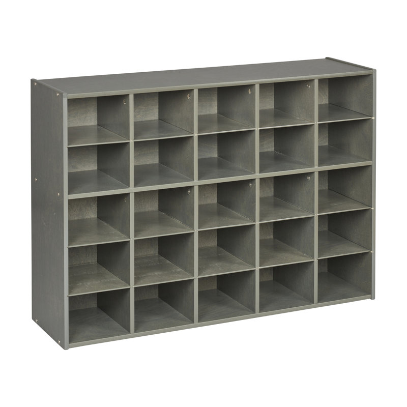 Grey Wash 25-Cubby Kids Storage Cabinet with Birch Plywood