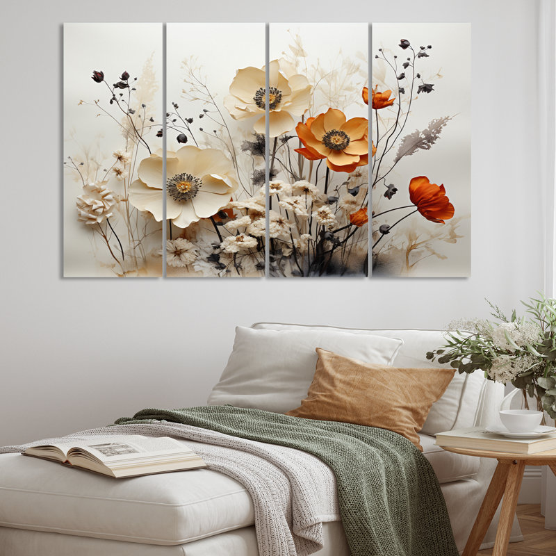 Wolfgang " Bohemian Earthly Floral Collage II " 4 - Pieces