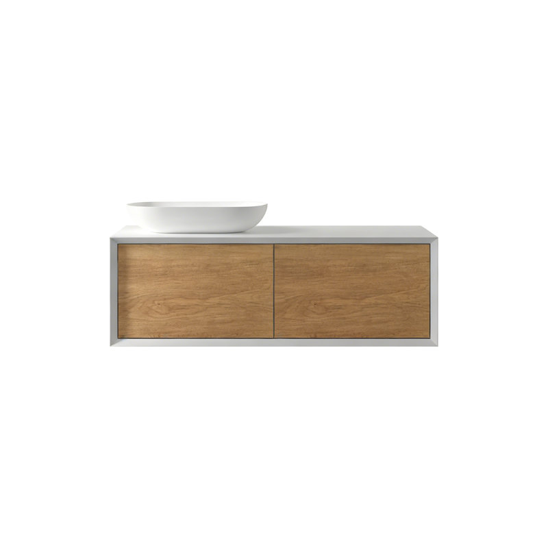  Meuble-lavabo mural simple 48 po avec comptoir à surface solide blanc, meubles-lavabos flottants, 48", Left