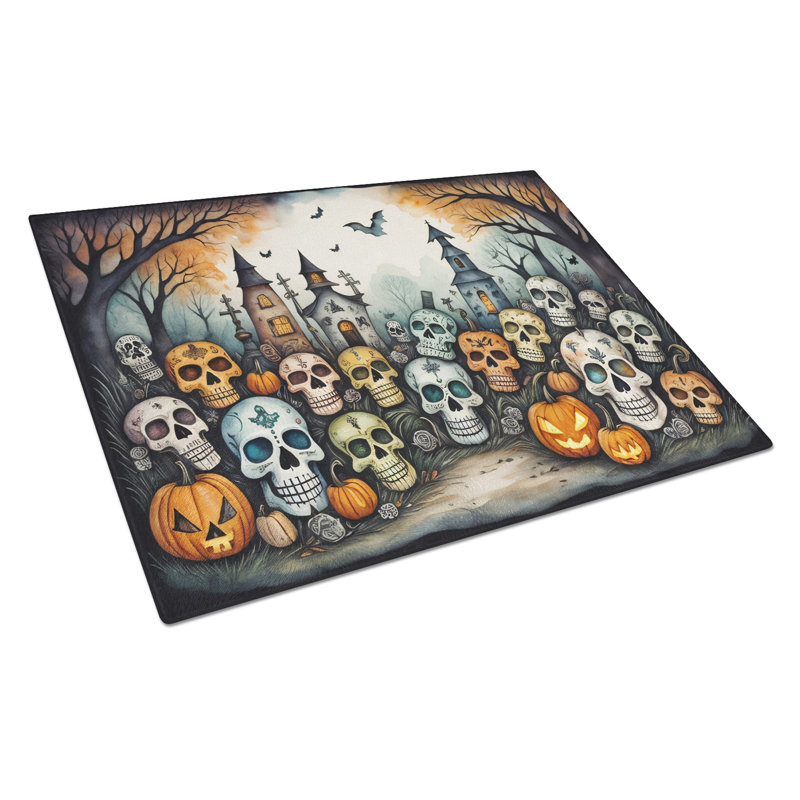 Grande planche à découper en verre Calaveras Sugar Skulls Spooky Halloween