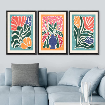 Green Abstract Botanical Illustrations, Modern Contemporary Boho Pictures, Giclee Canvas Digital Print Framed Wall Art