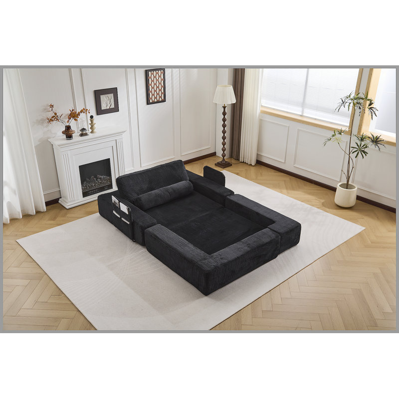 Canapé-lit pliable modulaire PlayCouchfor pour salon et chambre à coucher avec siège à extension latérale confortable et créatif, noir.