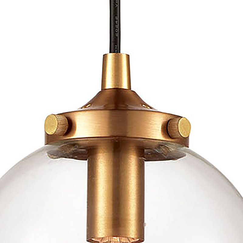 Mini-luminaire suspendu 1 lumière de 6 po Boudreaux - noir mat avec or antique, Doré, H 8 po x l 6 po x P 6 po, Ampoule E12