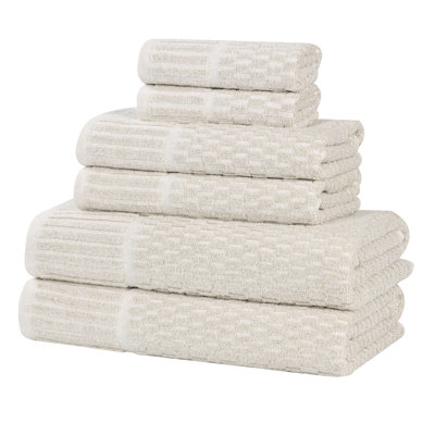 Ensemble de serviettes à bordure à carreaux en mélange de coton et viscose Juno