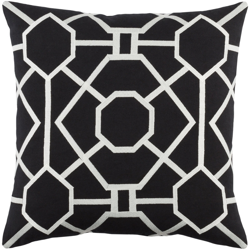Kingdom Cotton Geometric 18" Throw Pillow, Gray/ White, Polyester/polyfill