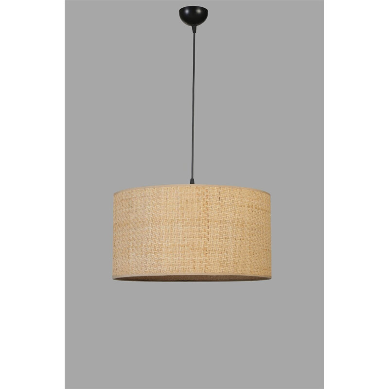 Stylish Chandelier with Adjustable Height, Metal Body & Bamboo Cap, 17.7 in Diameter x 27.6 in Height | E27 Socket (Max 40W) | Elegant Gold, Black & Beige Finish | Perfect for Modern Dining Rooms & Living Spaces