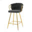 Tabouret haut de style moderne avec pattes plaquées or et chaise de bar en lin, convient au café-bar restaurant (ensemble de 2)-1803818671